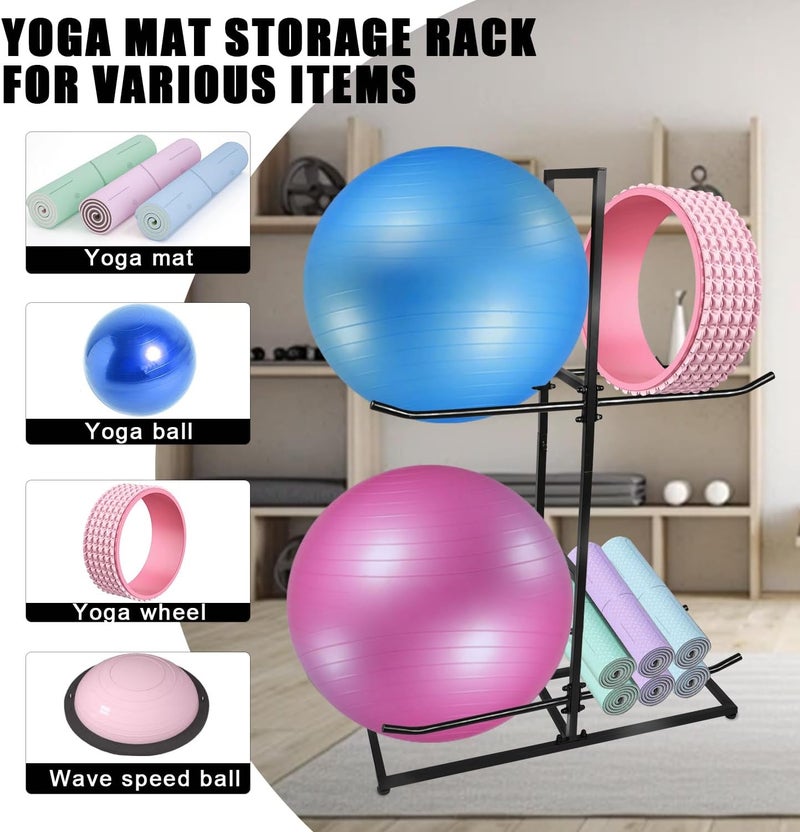 MANNIFEN Exercise Ball Holder,Stability Ball Rack, Exercise Ball and Balance Ball Storage Racks Suitable for Yoga Ball Stability Ball Yoga Mats Home and Commercial Gym ﻿ - Image 2